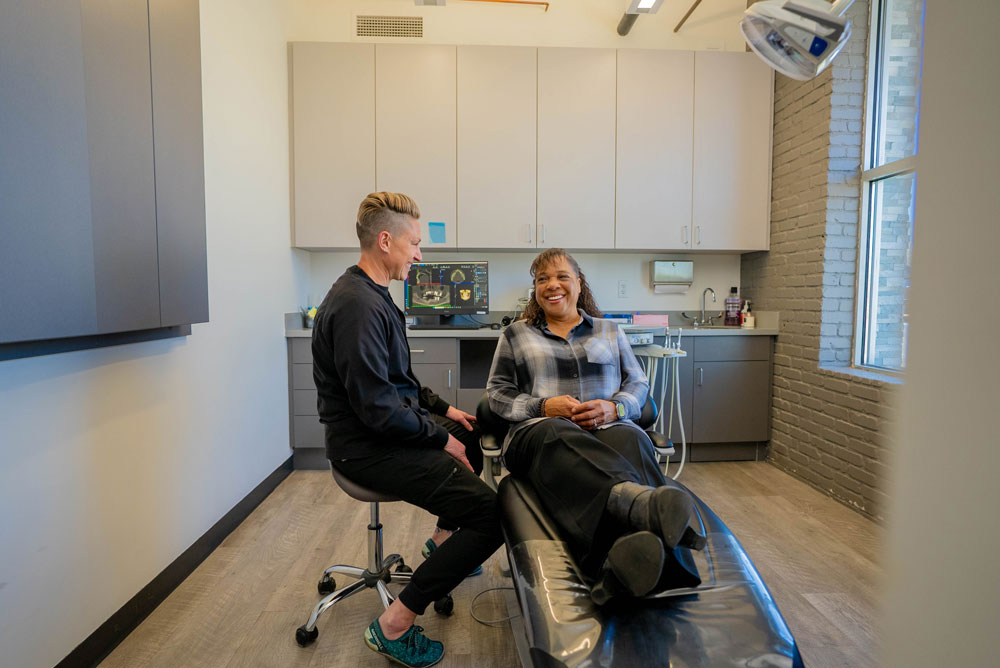 Dr. Sage Pollack having a interaction with patient